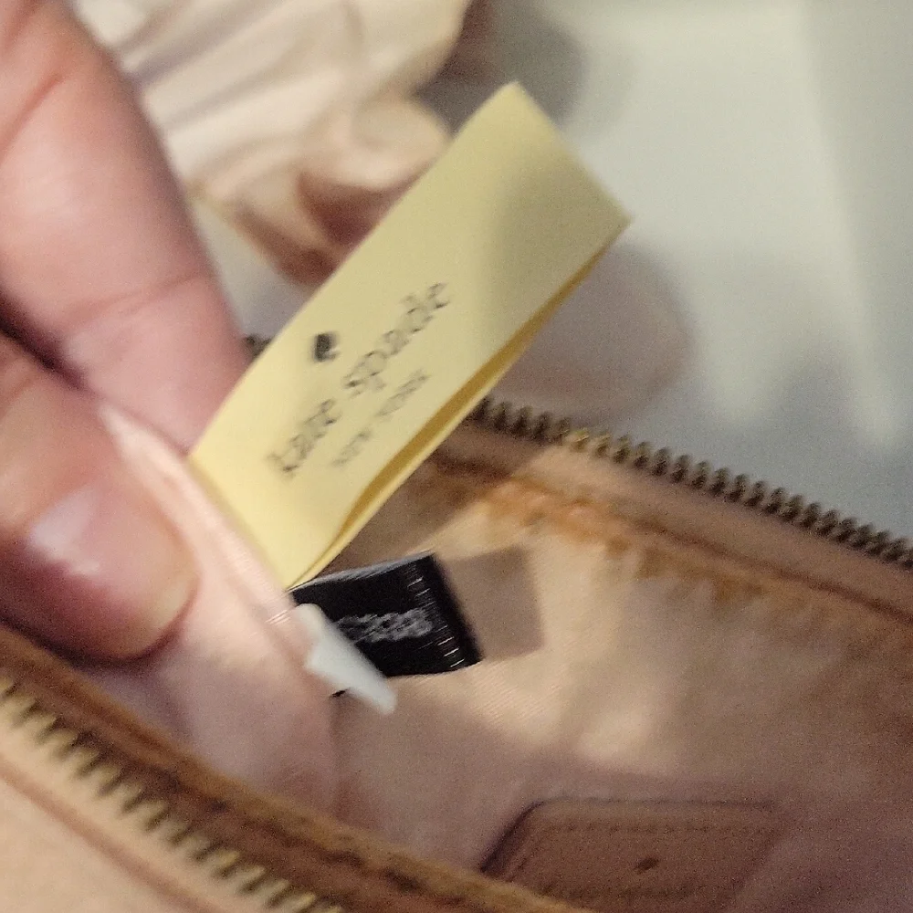 Kate Spade Chic peach Leather Crossbody Bag full zip close adjustable strap